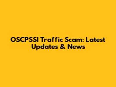 OSCPSSI Traffic Scam: Latest Updates & News