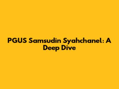 PGUS Samsudin Syahchanel: A Deep Dive