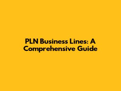 PLN Business Lines: A Comprehensive Guide
