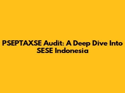 PSEPTAXSE Audit: A Deep Dive Into SESE Indonesia