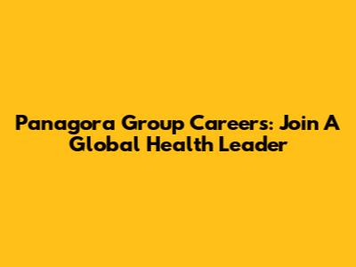 Panagora Group Careers: Join A Global Health Leader