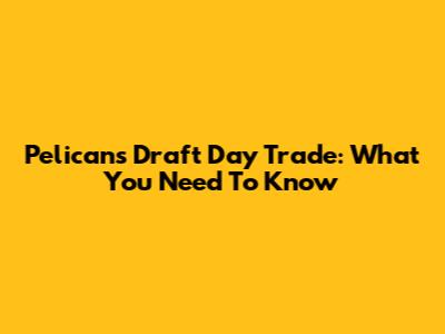 Pelicans Draft Day Trade: What You Need To Know