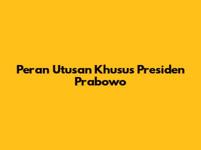 Peran Utusan Khusus Presiden Prabowo
