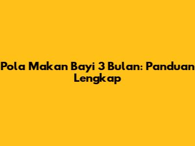 Pola Makan Bayi 3 Bulan: Panduan Lengkap