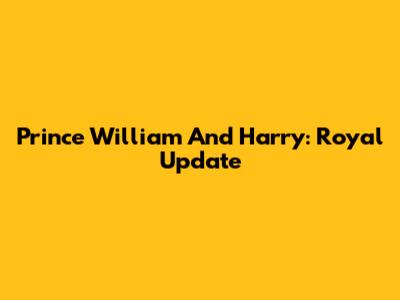 Prince William And Harry: Royal Update
