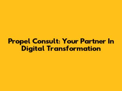 Propel Consult: Your Partner In Digital Transformation