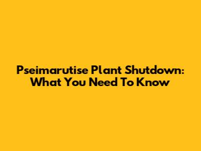 Pseimarutise Plant Shutdown: What You Need To Know