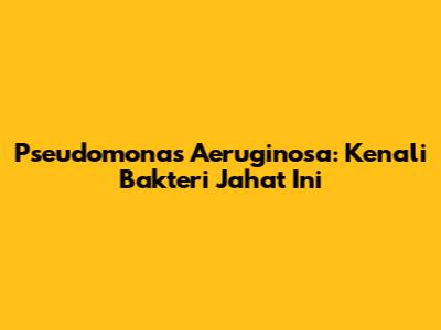 Pseudomonas Aeruginosa: Kenali Bakteri Jahat Ini