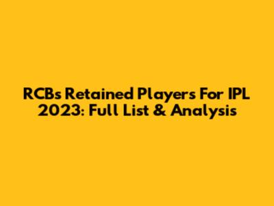 RCB's Retained Players For IPL 2023: Full List & Analysis