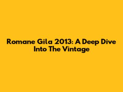 Romane Gila 2013: A Deep Dive Into The Vintage