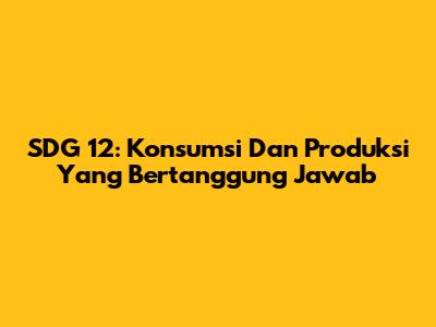 SDG 12: Konsumsi Dan Produksi Yang Bertanggung Jawab
