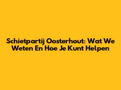 Schietpartij Oosterhout: Wat We Weten En Hoe Je Kunt Helpen