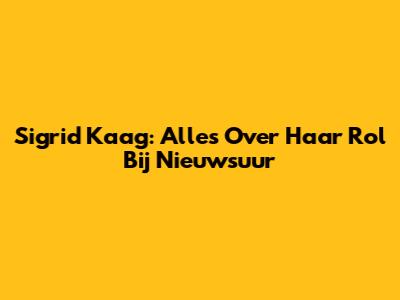Sigrid Kaag: Alles Over Haar Rol Bij Nieuwsuur