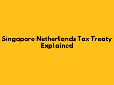 Singapore Netherlands Tax Treaty Explained