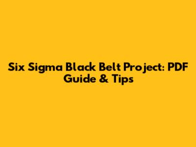Six Sigma Black Belt Project: PDF Guide & Tips
