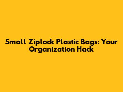 Small Ziplock Plastic Bags: Your Organization Hack