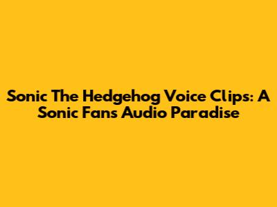 Sonic The Hedgehog Voice Clips: A Sonic Fan's Audio Paradise