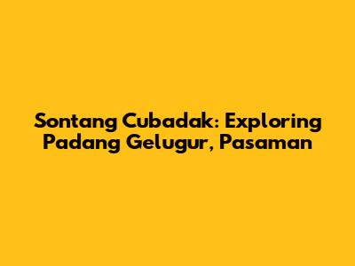 Sontang Cubadak: Exploring Padang Gelugur, Pasaman