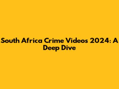 South Africa Crime Videos 2024: A Deep Dive