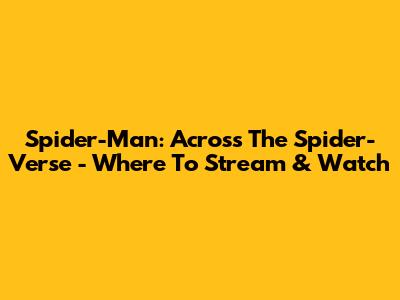 Spider-Man: Across The Spider-Verse - Where To Stream & Watch
