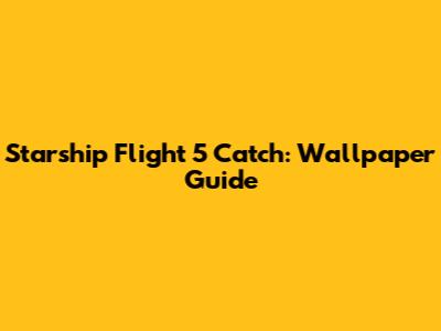Starship Flight 5 Catch: Wallpaper Guide