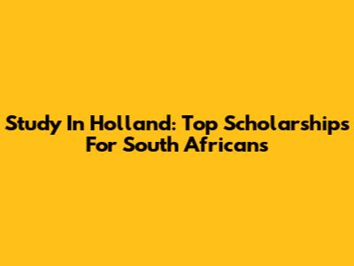 Study In Holland: Top Scholarships For South Africans