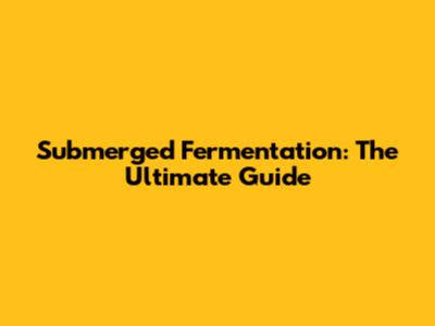 Submerged Fermentation: The Ultimate Guide
