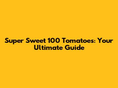 Super Sweet 100 Tomatoes: Your Ultimate Guide