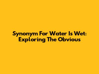 Synonym For "Water Is Wet": Exploring The Obvious