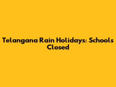 Telangana Rain Holidays: Schools Closed