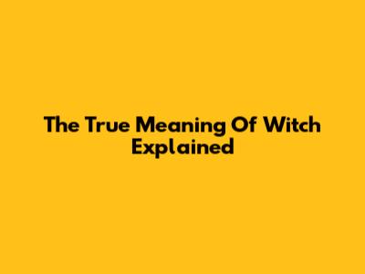 The True Meaning Of 'Witch' Explained