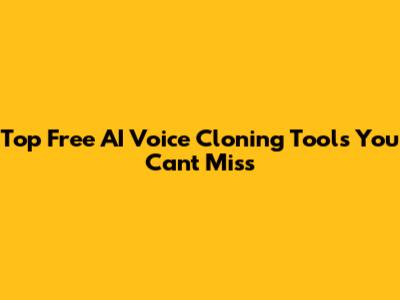 Top Free AI Voice Cloning Tools You Can't Miss