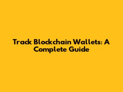 Track Blockchain Wallets: A Complete Guide