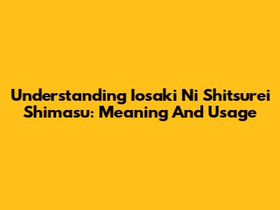 Understanding 'Iosaki Ni Shitsurei Shimasu': Meaning And Usage