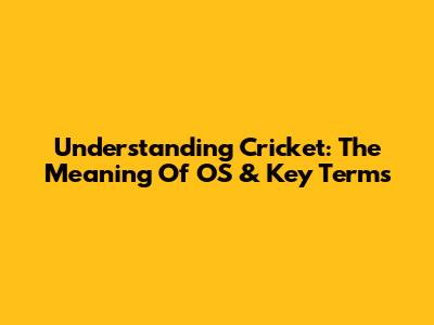 Understanding Cricket: The Meaning Of 'OS' & Key Terms
