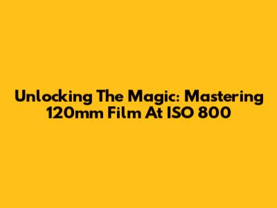 Unlocking The Magic: Mastering 120mm Film At ISO 800