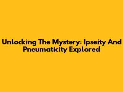 Unlocking The Mystery: Ipseity And Pneumaticity Explored