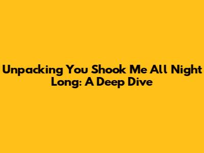 Unpacking 'You Shook Me All Night Long': A Deep Dive
