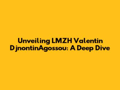 Unveiling LMZH Valentin DjnontinAgossou: A Deep Dive