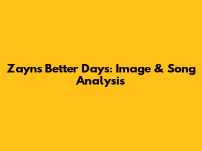Zayn's 'Better Days': Image & Song Analysis